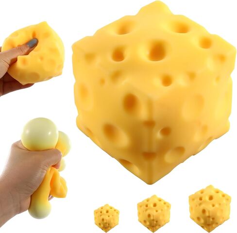 Big Cheese Squishy (10cm), Jumbo Squishy Cheese Block Stress Relief Fidget Toy,Large Size Viral Squeeze Toys for Holiday & Birthday Gifts (4 Inch) in Kuwait