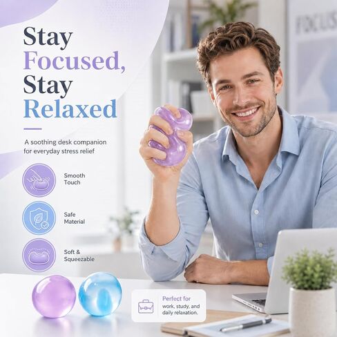2Packs Coconut Oil Squishy, Coconut Oil Squeeze Stress Ball Clear Jelly Bubblegum Texture Coconut Oil Squishy Toy in Kuwait