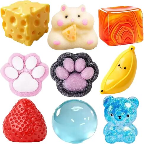 Slow Rising Squishy Toy Set, Sensory Stress-Relief Soft Silicone Toys, Soft and Bouncy Stress-Relief Toys, Anxiety Relief, Cute Soft Silicone Toys, Party Favors in Kuwait