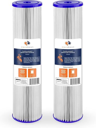 Aquaboon 5 Micron 20" x 4.5" Pleated Sediment Water Filter Replacement Cartridge | Whole House Sediment Filtration | Compatible with ECP5, AP810-2, HDC3001, CP5, SPC-45-1005, ECP1-20, 1-Pack in Kuwait