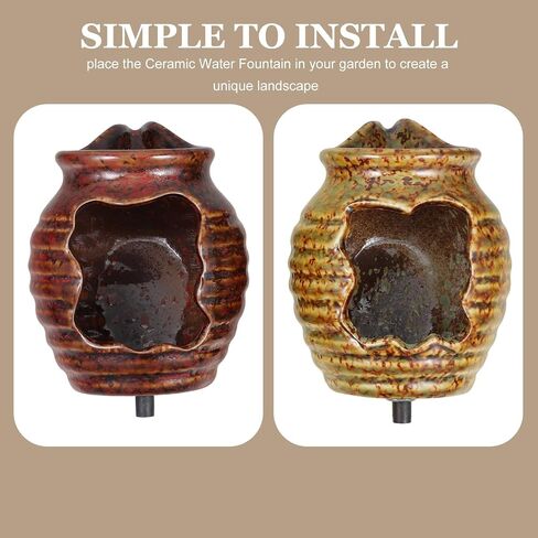 2pcs Ceramic Mini Fish Tank Jar Fountain Indoor Waterfall Garden Decor in Kuwait