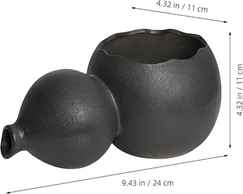 Black Ceramic Jar Waterfall Fountain Decor for Courtyard Water Gardens in Kuwait