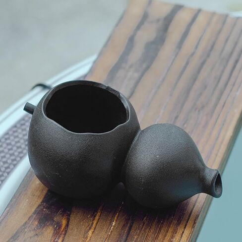 Black Ceramic Jar Waterfall Fountain Decor for Courtyard Water Gardens in Kuwait