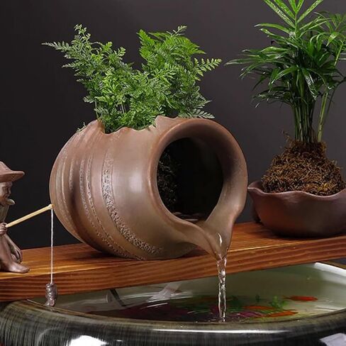 Ceramic Fountain Jar Waterfall Decor for Fish Tanks and Zen Gardens in Kuwait