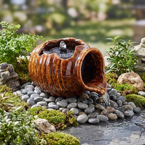 Ceramic Jar Fish Tank Waterfall Fountain Decor with Water Circulation in Kuwait