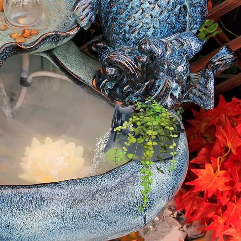 Ceramic Fish Tank Fountain Decorative Waterfall Jar Blue Garden Decor in Saudi Arabia