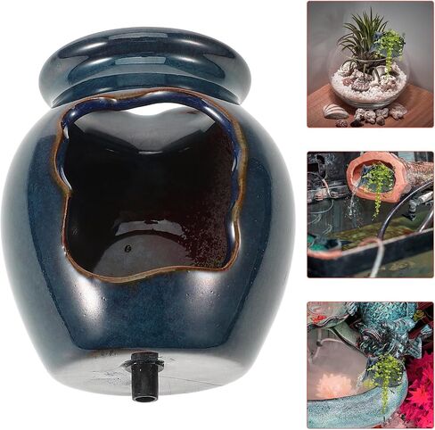 Ceramic Fish Tank Fountain Decorative Waterfall Jar Blue Garden Decor in Saudi Arabia