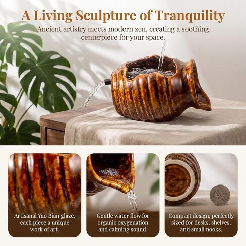Ceramic Aquarium Waterfall Jar Fountain Decor for Fish Tanks and Gardens in Kuwait