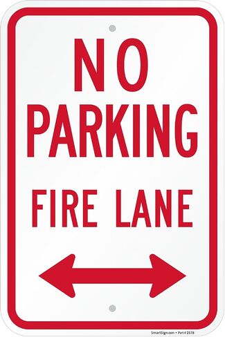 SmartSign "Fire Lane - No Parking" لافتة كولورادو الرسمية مع سهم ثنائي الاتجاه | ألومنيوم مقاس 12 × 18 بوصة in Kuwait
