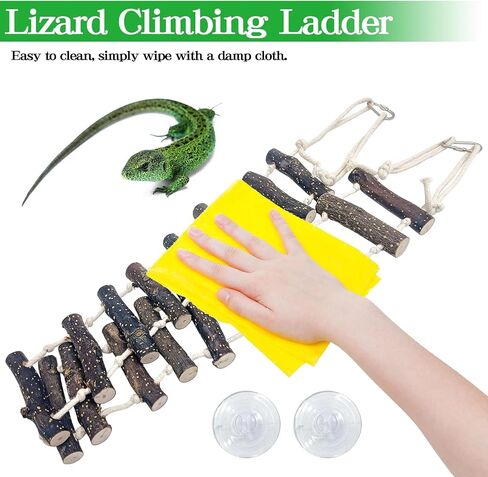 VCEPJH 2 Pack Reptile Wood Branches, Snake Climbing Branch and Reptile Climbing Bridge 59 in Long Bearded Dragon Wooden Ladder for Lizard Ball Pythons Tree Frog Snake Leopard Gecko in Kuwait
