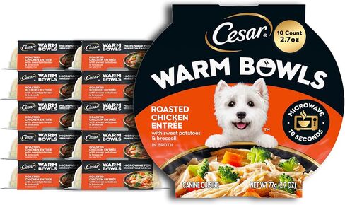 Cesar Warm Bowls Wet Dog Food, Chicken & Beef, 2.7 oz, 10 Count in Kuwait
