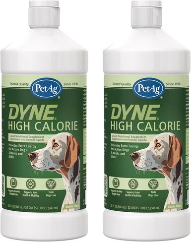 PetAg Dyne High Calorie Liquid Nutritional Supplement for Dogs & Puppies 8 Weeks and Older - 32 oz - Supports Performance and Endurance - Sweet Vanilla Flavor in Saudi Arabia