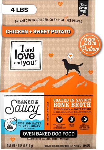 I and Love and You Baked and Saucy Dry Dog Food - Beef + Sweet Potato - Prebiotic + Probiotic, Real Meat, Grain Free, No Fillers, 4lb Bag in Saudi Arabia