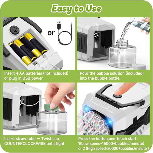 Bubble Machine for Kids 1-Pack, White in Saudi Arabia