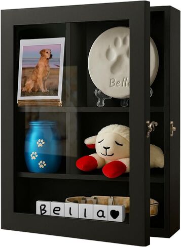 12x16 Solid Wood Pet Memorial Shadow Box Frame with Shelves & Door in Kuwait