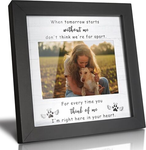 Dog Memorial Picture Frame for Pet Loss Gifts - Solid Wood Remembrance Photo Frame - Dog or Cat Passing Away Sympathy Gift, Timeless Keepsake for Tabletop or Wall Mount (no longer) in Kuwait
