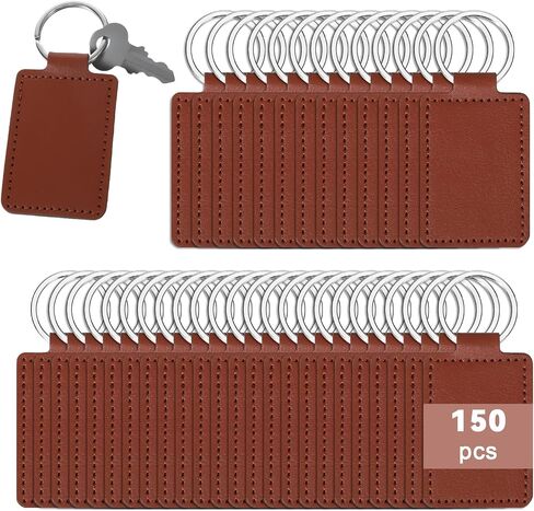 Qianyu Leather Key Fob Kit PU Blanks with Rivets Key Ring Rectangular Leather Car Keychain Laser Engraving Keychain in Kuwait