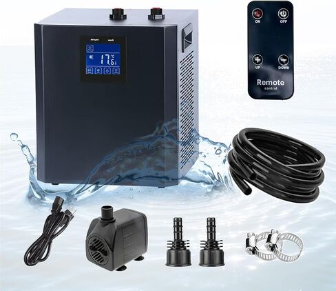 79 Gallon Aquarium Chiller, Fish Tank Chiller,1/3 HP Active Aqua Chiller for Axolotl, Aquarium Cooler with LED Display, Pipe, Water Pump, Remote Control in Kuwait