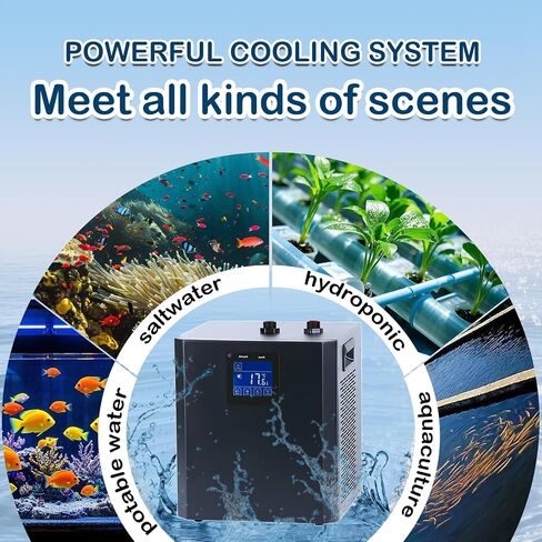 79 Gallon Aquarium Chiller, Fish Tank Chiller,1/3 HP Active Aqua Chiller for Axolotl, Aquarium Cooler with LED Display, Pipe, Water Pump, Remote Control in Kuwait