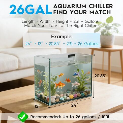 26 Gal Aquarium Chiller, 1/13 HP Built-in Pump Fish Tank Cooler for Axolotl in Saudi Arabia