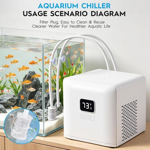 26 Gal Aquarium Chiller, 1/13 HP Built-in Pump Fish Tank Cooler for Axolotl in Saudi Arabia