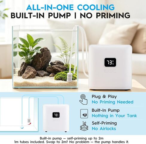 26 Gal Aquarium Chiller, 1/13 HP Built-in Pump Fish Tank Cooler for Axolotl in Saudi Arabia