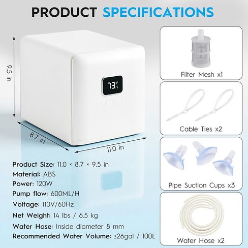 26 Gal Aquarium Chiller, 1/13 HP Built-in Pump Fish Tank Cooler for Axolotl in Saudi Arabia