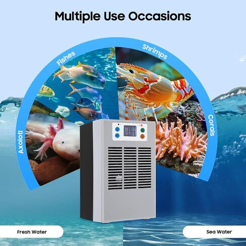 Aquarium Chiller, Aquarium Water Hydroponic Cooling System with Temperature Control Circulation Function Led Screen & Low Noise Fish Tank Cooler for Fish Axolotl Shrimp Coral Reef Jellyfish Tanks in Saudi Arabia