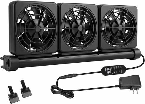 3-Fans Aquarium Chiller with Adjustable 5 Speed Controller 5 Timer Setting, Fish Tank Fan Aquarium Cooling Fan, 90° Adjustment Aquarium Cooler Fan Quiet for Tank Home Office in Kuwait