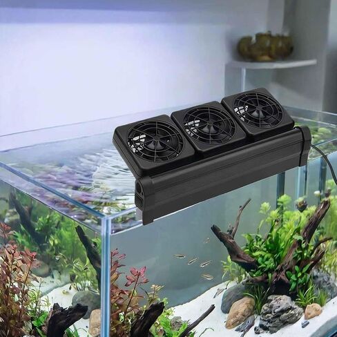 3-Fans Aquarium Chiller with Adjustable 5 Speed Controller 5 Timer Setting, Fish Tank Fan Aquarium Cooling Fan, 90° Adjustment Aquarium Cooler Fan Quiet for Tank Home Office in Kuwait