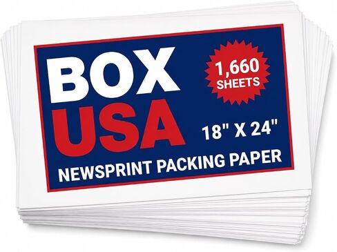 Tape Logic TLNP1830MS Newsprint Packing Paper Sheets for Moving (50 Ib.), 18 W x 24 L, 18 Width, 24 Length, White (Pack of 1666) in Kuwait