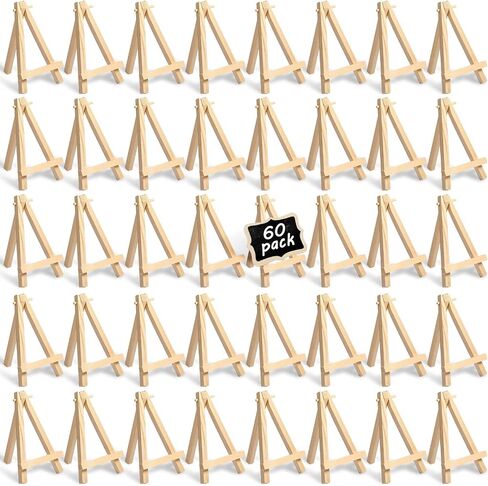 Mimorou 60 Pack Natural Wood Color Mini Easels for Display Bulk, Wooden in Kuwait