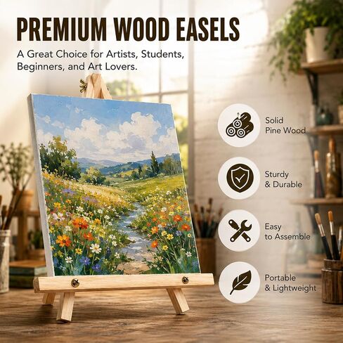 16 Pack 9 Inch Wooden Tripod Easel Stand, Foldable for Painting & Display in Kuwait