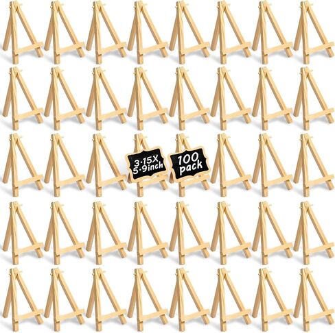 Mimorou 100 Pieces Mini Wooden Easel Stands Tripod Display Tabletop,5 Inch in Kuwait