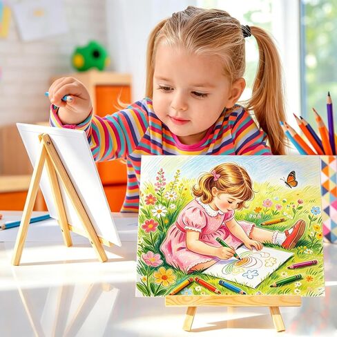 6 Pack 8x10 Inch Canvas Boards with Easel – Beginner Painting Kit for Acrylic, Oil, and Watercolor Crafts, Perfect for Sip and Paint Parties in Kuwait