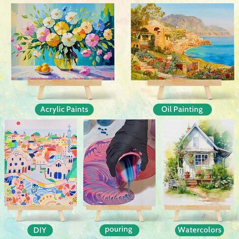 6 Pack 8x10 Inch Canvas Boards with Easel – Beginner Painting Kit for Acrylic, Oil, and Watercolor Crafts, Perfect for Sip and Paint Parties in Kuwait