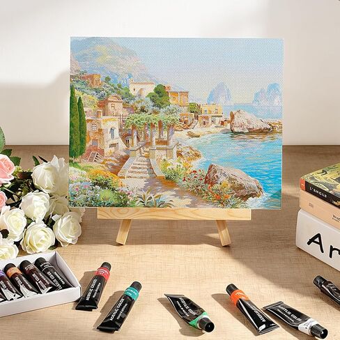 6 Pack 8x10 Inch Canvas Boards with Easel – Beginner Painting Kit for Acrylic, Oil, and Watercolor Crafts, Perfect for Sip and Paint Parties in Kuwait