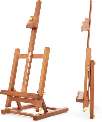 VISWIN 25" H-Frame Tabletop Easel for Painting, Adjustable Beech Wood Table Top Easel, Portable Art Easel for Adults, Artists, Beginners, Holds Canvas up to 15" – Natural in Kuwait