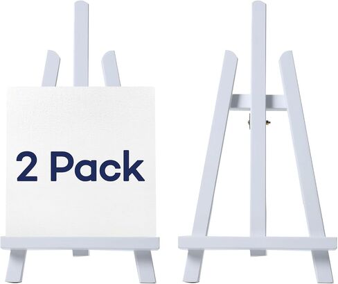 Artkey Black Wooden Display Easel Stand, 13 Inch Folding Tabletop A-Frame Mini Easels for Canvas, Photos, Wedding Signs & Menus, Solid Radiata Pine Wood, 2 Pack in Kuwait