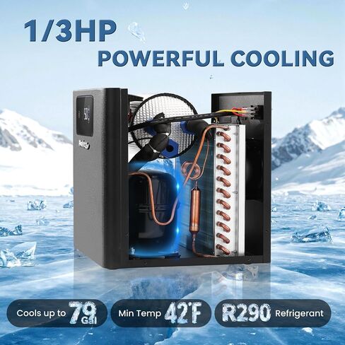 Poafamx Ice Bath Chiller 1/3 HP with External Filter & Water Pump Hoses in Saudi Arabia