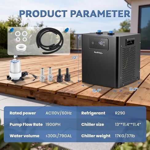 Poafamx Ice Bath Chiller 1/3 HP with External Filter & Water Pump Hoses in Saudi Arabia