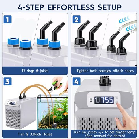 Aquarium Chiller 42Gal 1/10 HP Water Chiller Quiet Compressor Refrigeration for Fish Tank Axolotl Coral Reef Hydroponics 42 gal in Kuwait