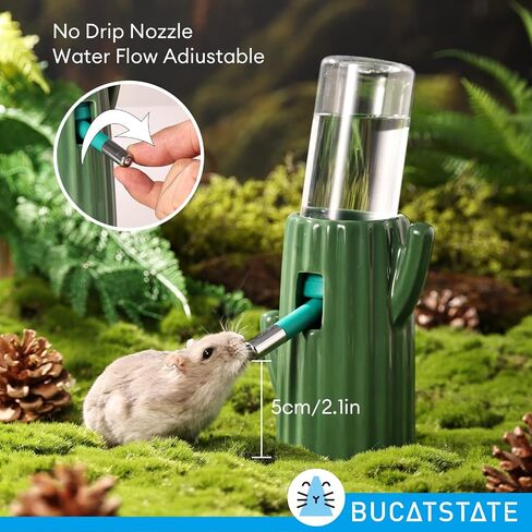 BUCATSTATE Cactus Ceramic Leakproof Hamster Water Bottle Gerbils Water Bottles with Holder Water Feeder for Small Animals (Green) in Kuwait