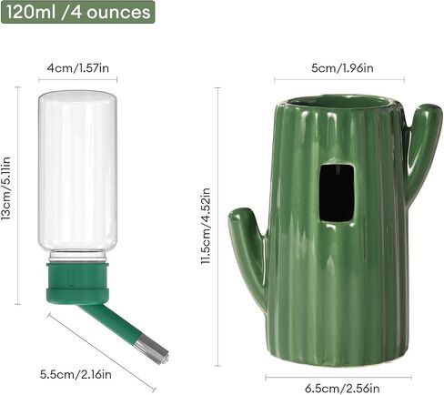 BUCATSTATE Cactus Ceramic Leakproof Hamster Water Bottle Gerbils Water Bottles with Holder Water Feeder for Small Animals (Green) in Kuwait
