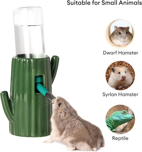 BUCATSTATE Cactus Ceramic Leakproof Hamster Water Bottle Gerbils Water Bottles with Holder Water Feeder for Small Animals (Green) in Kuwait