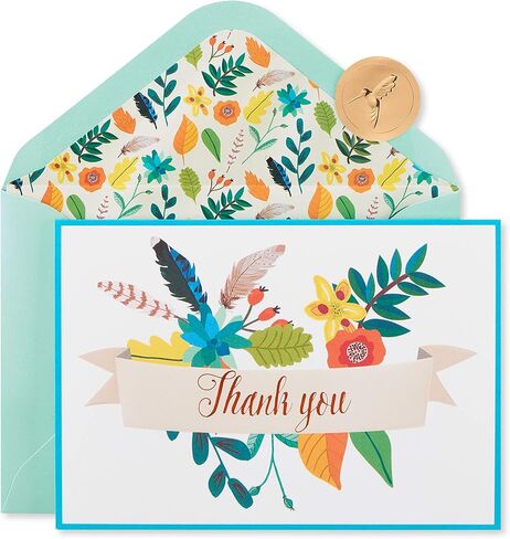 Papyrus Thank You Cards with Envelopes, Floral Banner (12-Count) in Kuwait
