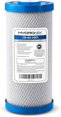 Hydronix CB-45-1001 Whole House Commercial Hydroponics RO NSF Activated Carbon Block Water Filter, 4.5" x 10", 1 Micron in Kuwait