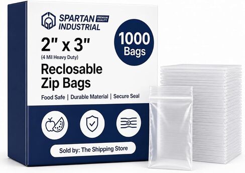 Spartan Industrial - 5" X 7" (1000 Count) Thick 4 Mil Clear Reclosable Zip Plastic Poly Bags with Resealable Lock Seal Zipper - Heavy Duty and Durable in Kuwait