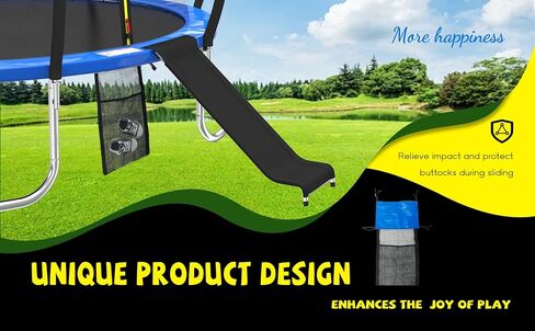 Trampoline Safe Slide for Kids, Universal Hook Design, UV-Resistant Steel & Fabric with Shoe Storage Pocket, Universal Trampoline Accessories in Kuwait
