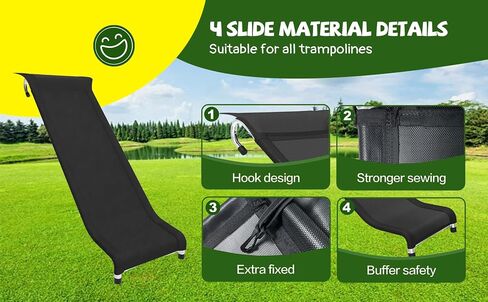 Trampoline Safe Slide for Kids, Universal Hook Design, UV-Resistant Steel & Fabric with Shoe Storage Pocket, Universal Trampoline Accessories in Kuwait